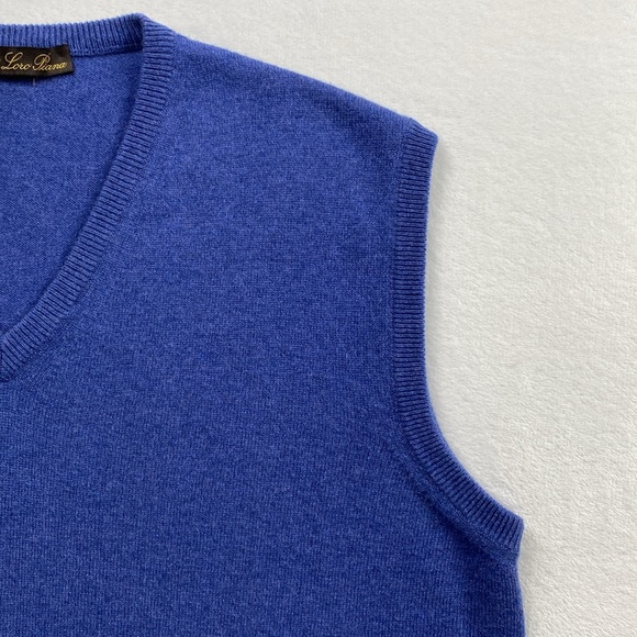 Loro Piana Cashmere Knit V Neck Pullover Sweater Vest (Light Blue) - Picture 8 of 15